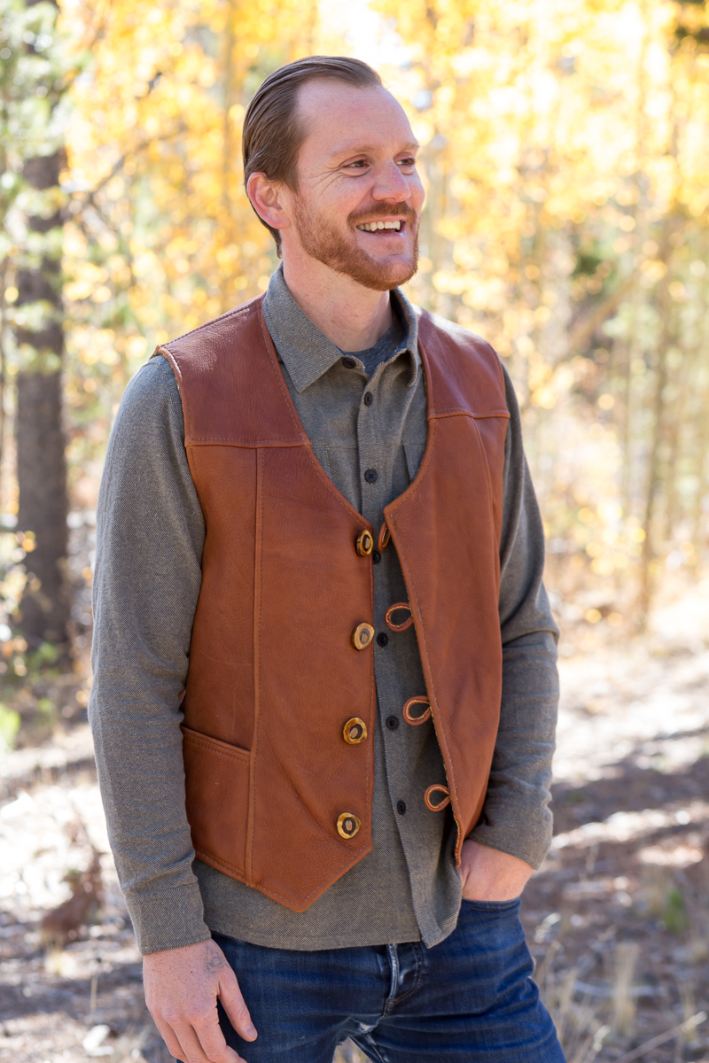 Men's Elkskin Vest Handmade Sheepskin OuterwearThe Sheepherder
